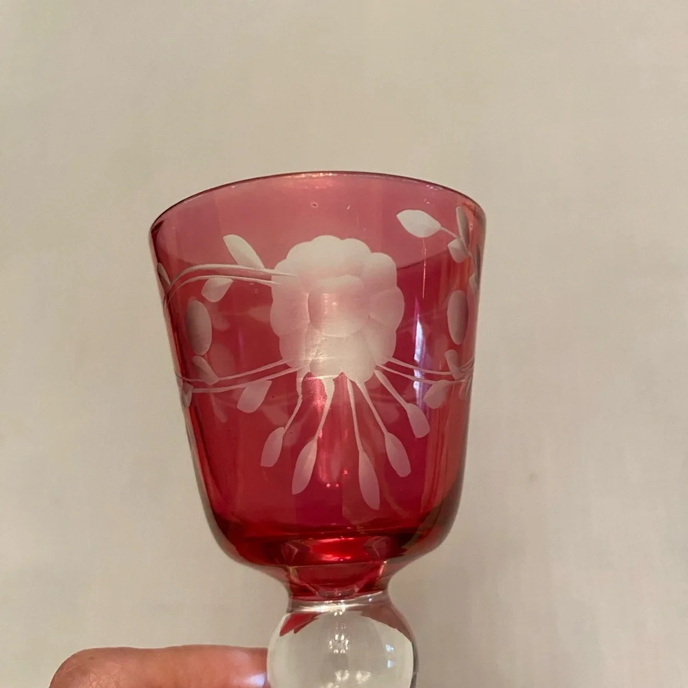 Antique Glastonbury Cranberry Cordial Glasses Set of 4